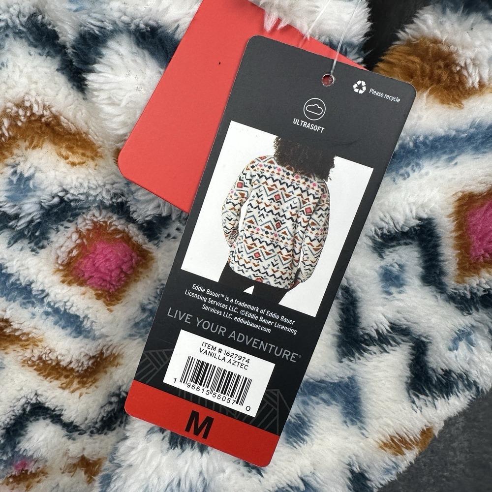 Eddie Bauer Aztec Sherpa Fleece Women's Medium 1/4 Zip Jacket Southwestern NWT - Picture 6 of 13